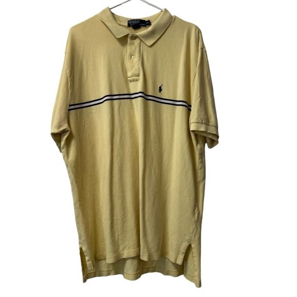 Polo Ralph Lauren Yellow Striped Short Sleeve Polo Shirt Size XXL Classic Preppy - Picture 1 of 10